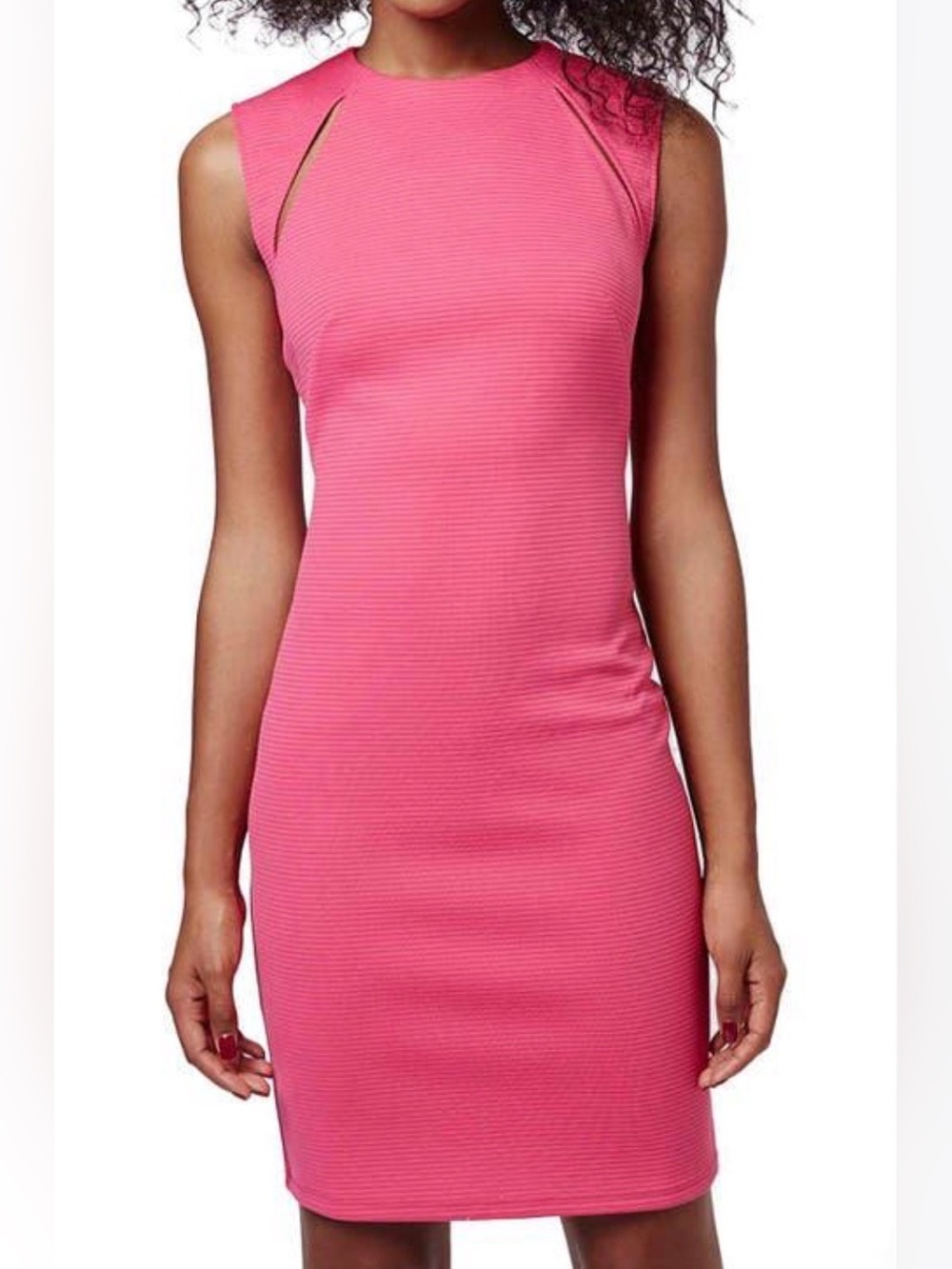 Topshop Bodycon Barbiecore Vibrant Pink Shoulder Detail Mini Dress